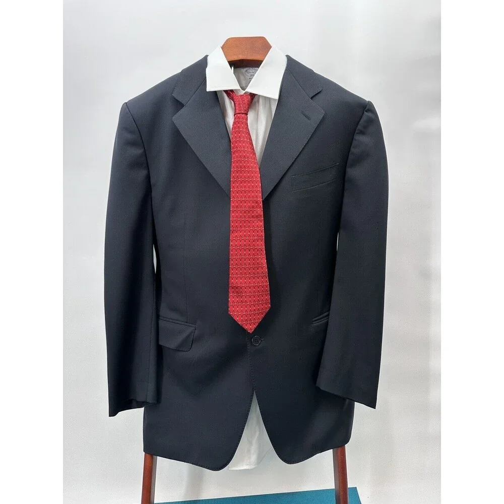 Canali 3 Buttons‎ Wool Jacket Coat dark charcoal 56R made in Italy Dark Navy